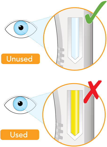 eyes looking at clear and yellow liquid